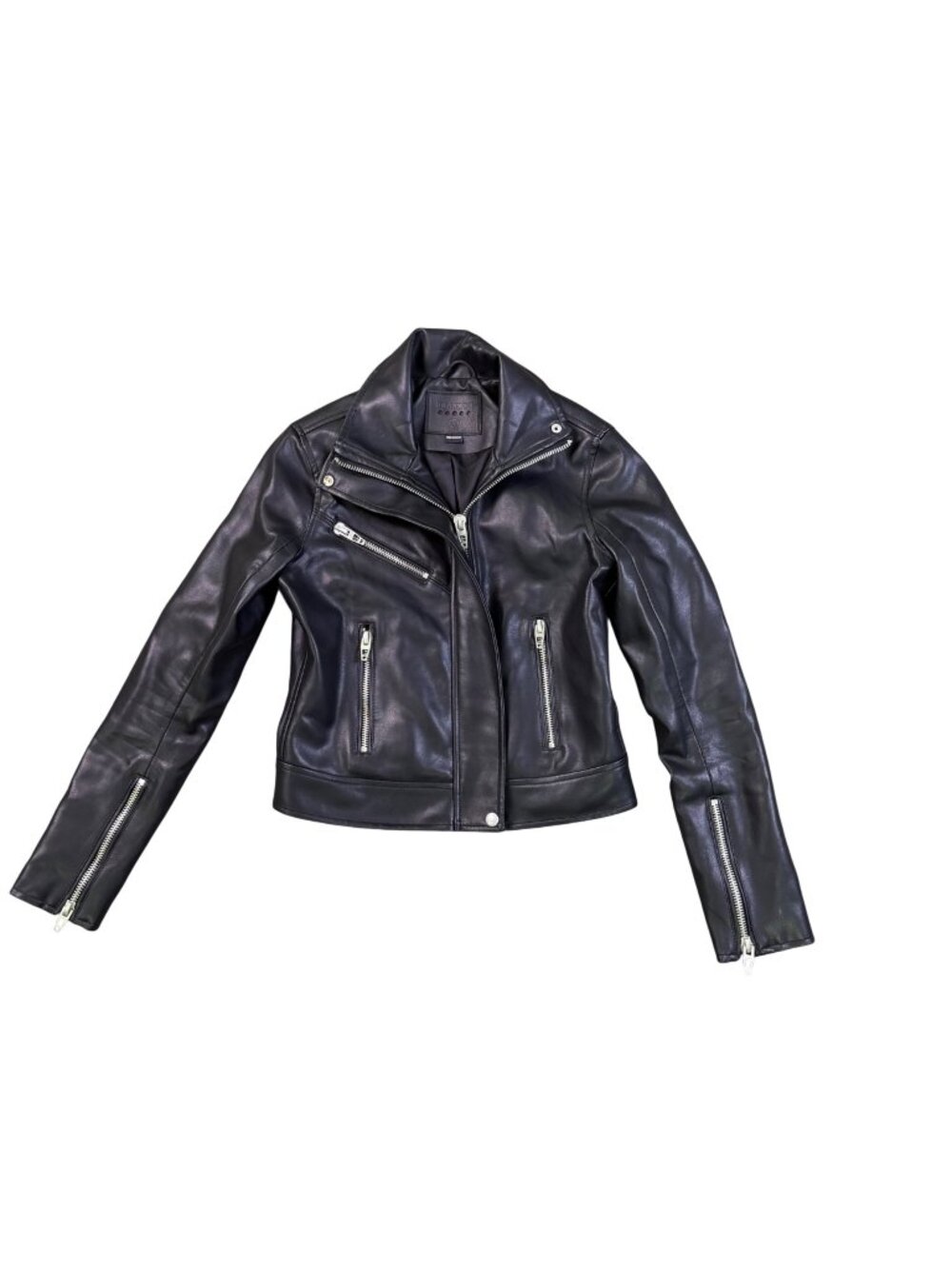 Blanknyc Womens Black Faux Leather Motorcycle Jacket Chic Biker Style Sz XS